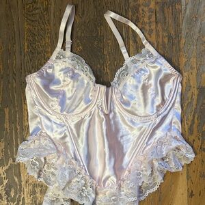 Elegant Satin Lace Bodysuit - Light Pink